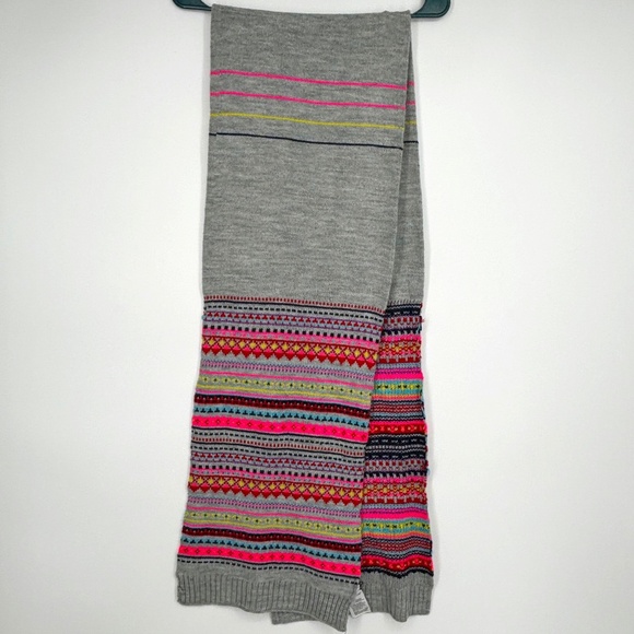 Gap Womens One Size Winter Scarf Heather Gray Multi Stripe Rectangular Acrylic - Picture 1 of 7